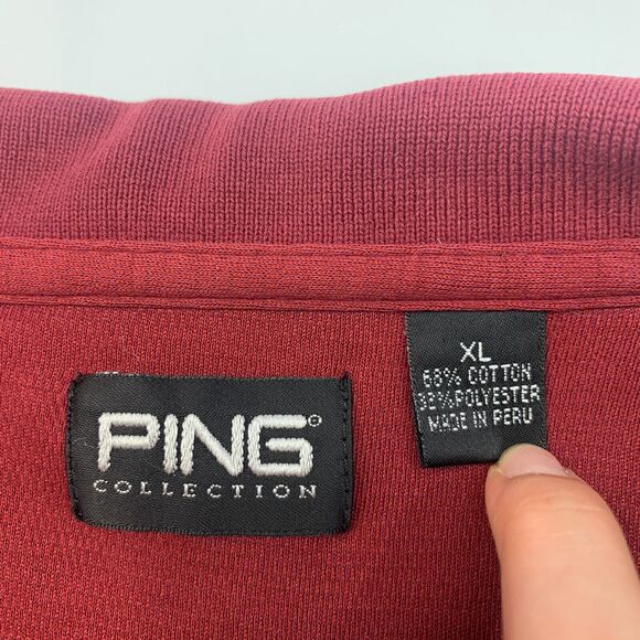 Ping Golf Polo Shirt Mens XL Extra Large Maroon Short Sleeve Cotton Blend - Picture 5 of 9